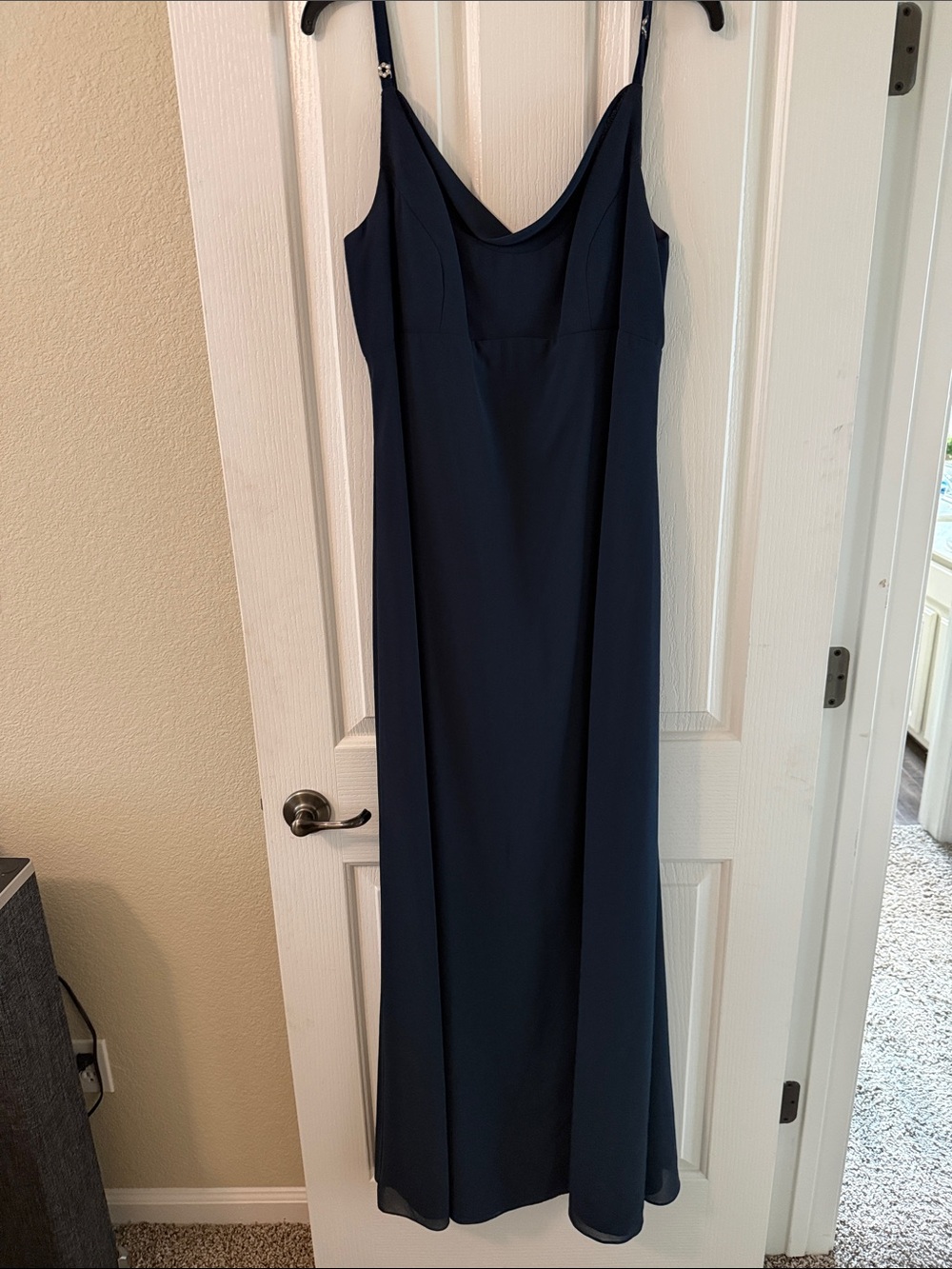 Jordan Navy Cowl Slip Maxi Dress